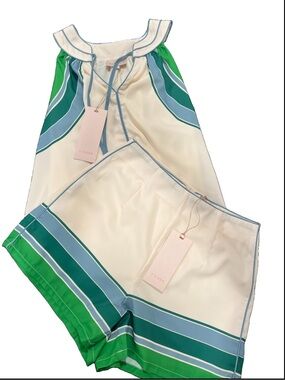 NWT Ciebon Cream & Green Two-Piece Set